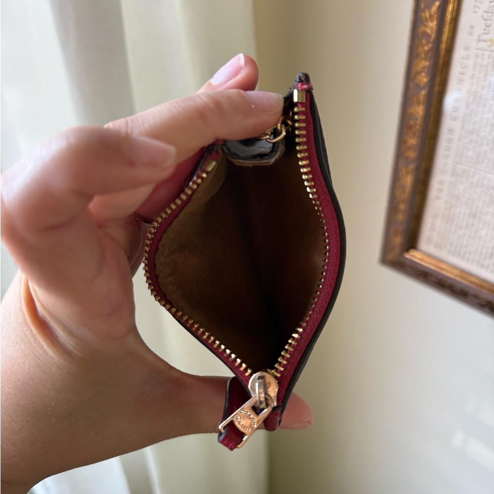 Coach Brown Signature Canvas Tote with Black Handles and Red Accent Pouch Set - Picture 12 of 12